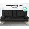 Artiss Sofa Bed 168cm Black PU Leather Couch