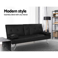 Artiss Sofa Bed 168cm Black PU Leather Couch