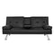 Artiss Sofa Bed 168cm Black PU Leather Couch
