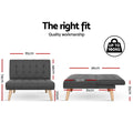 Artiss 1 Seater Sofa Bed Recliner Lounge Chair Linen Grey