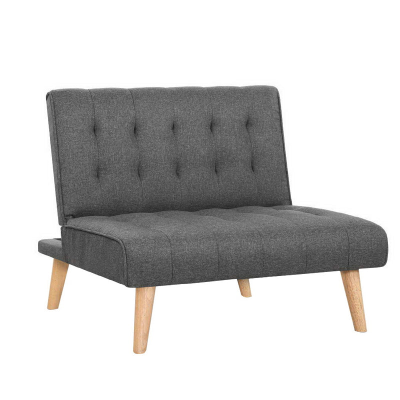Artiss 1 Seater Sofa Bed Recliner Lounge Chair Linen Grey