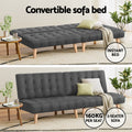 Artiss Single Sofa Bed Couch Grey Fabric 2 Seater