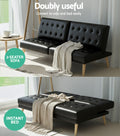 Artiss Sofa Bed 1 Seater Lounge Couch Fabric Black