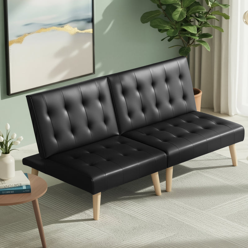 Artiss 2 Seater Sofa Bed Lounge Couch Black Fabric