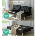 Artiss 2 Seater Sofa Bed Lounge Couch Black Fabric