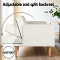 Artiss 3 Seater Sofa Bed Futon Couch Recliner Beige Fabric
