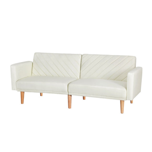 Artiss 3 Seater Sofa Bed Futon Couch Recliner Beige Fabric