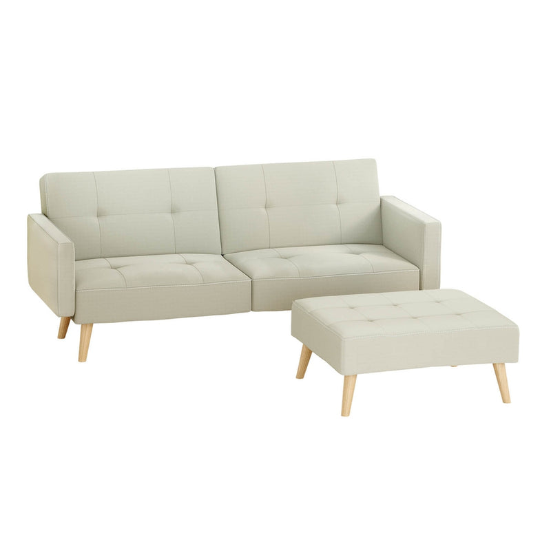 Artiss 3 Seater Sofa Bed Fabric Beige Couch Recliner Ottoman