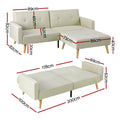Artiss 3 Seater Sofa Bed Fabric Beige Couch Recliner Ottoman