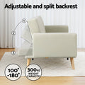 Artiss 3 Seater Sofa Bed Fabric Beige Couch Recliner Ottoman