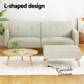 Artiss 3 Seater Sofa Bed Fabric Beige Couch Recliner Ottoman