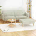 Artiss 3 Seater Sofa Bed Fabric Beige Couch Recliner Ottoman