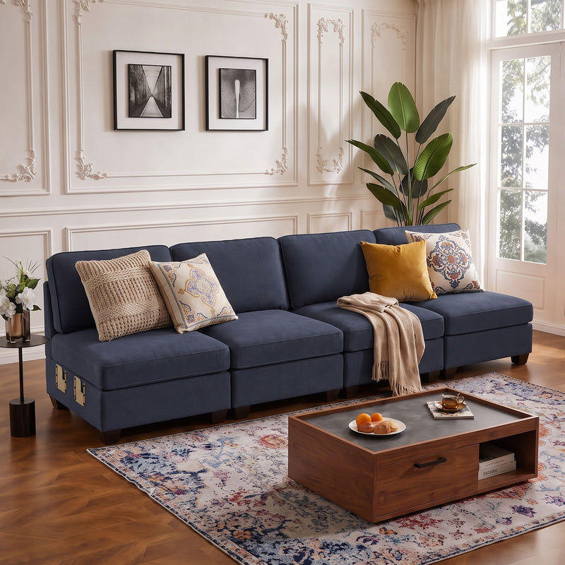 Artiss 4 Seater Modular Sofa Set Sectional Easy Assembly Dark Grey
