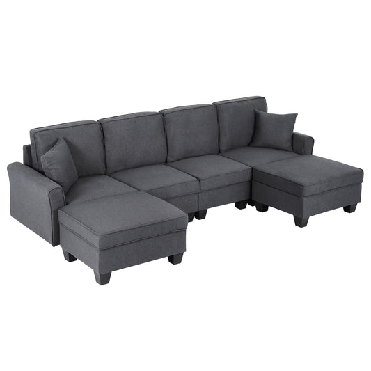 Artiss Modular Sectional U Shaped Storage Sofa Couches for Living Room Grey