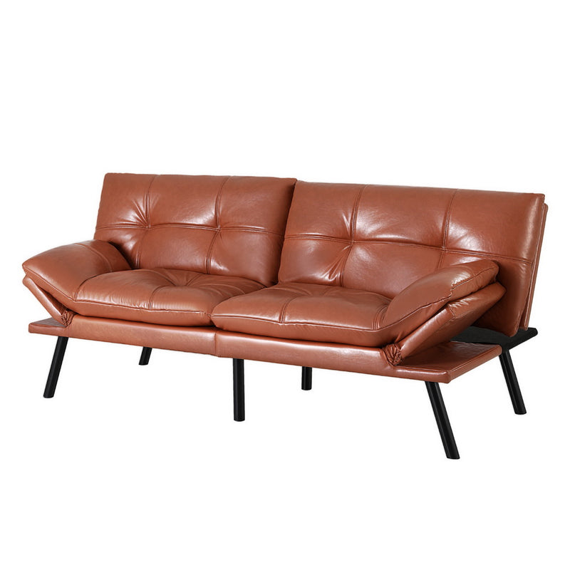 Artiss 3 Seater Sofa Bed Convertible Recliner Leather Brown