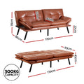 Artiss 3 Seater Sofa Bed Convertible Recliner Leather Brown