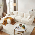 Artiss 3 Seater Modular Sofa Bed Corduroy White Boneless Couch