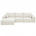 Artiss 3 Seater Modular Sofa Bed Corduroy White Boneless Couch