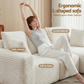 Artiss 3 Seater Modular Sofa Bed Corduroy White Boneless Couch