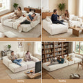 Artiss 3 Seater Modular Sofa Bed Corduroy White Boneless Couch