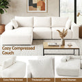 Artiss 3 Seater Modular Sofa Bed Corduroy White Boneless Couch