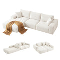Artiss 3 Seater Modular Sofa Bed Corduroy White Boneless Couch