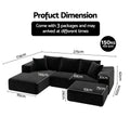 Artiss Modular Sofa Bed Ottoman Sectional Corduroy Black