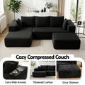 Artiss Modular Sofa Bed Ottoman Sectional Corduroy Black