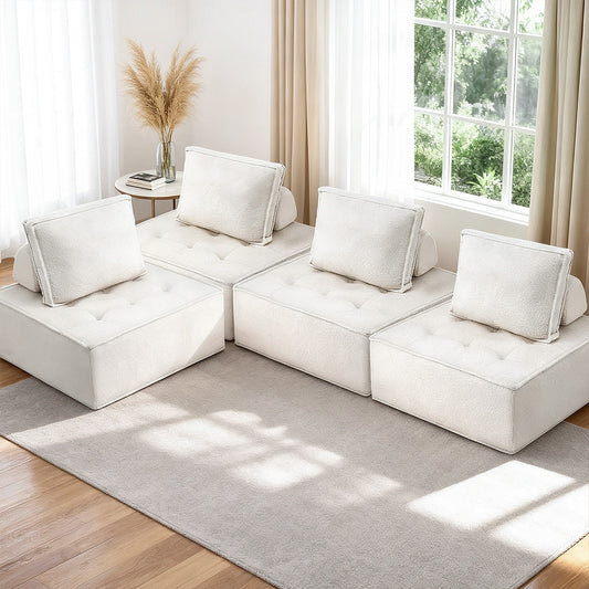 Artiss 4 Seater Floor Sofa Lounge Chair with Pillow