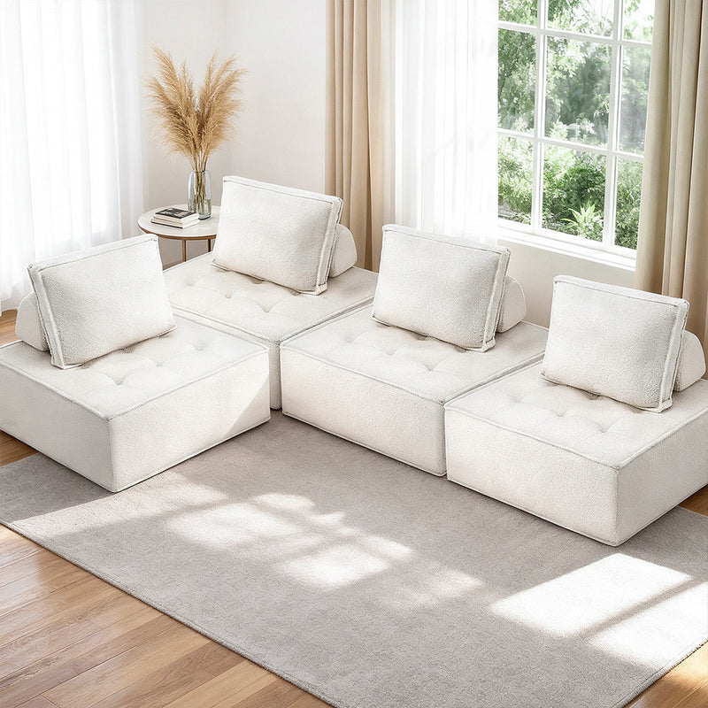 Artiss 4 Seater Floor Sofa Lounge Chair with Pillow