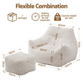 Artiss Bean Bag Sofa w/Ottoman Corduroy for Adults Teens White