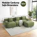 Artiss 300cm Modular Sofa Bed L-Shaped Sectional Green