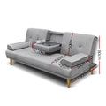 Artiss Sofa Bed 188cm Grey Faux Linen