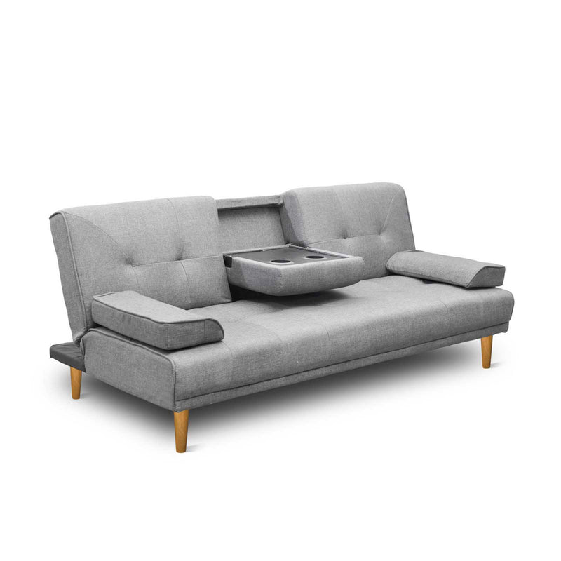 Artiss Sofa Bed 188cm Grey Faux Linen
