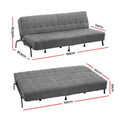 Artiss Sofa Bed 3-Seater 1.9m Grey Innerspring Couch Futon