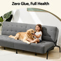 Artiss Sofa Bed 3-Seater 1.9m Grey Innerspring Couch Futon