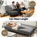 Artiss Sofa Bed 3-Seater 1.9m Grey Innerspring Couch Futon