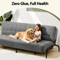 Artiss Sofa Bed 3-Seater 1.9m Grey Innerspring Couch Futon