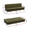 Artiss Sofa Bed 3-Seater 1.9m Innerspring Futon Couch Green