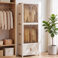 Artiss Foldable Storage Cabinet Stackable Wardrobe Box Clear Magnetic Door White