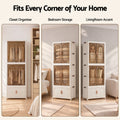 Artiss Foldable Storage Cabinet Stackable Wardrobe Box Clear Magnetic Door White