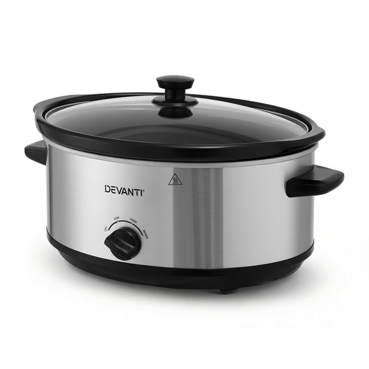 Devanti 6.5L Slow Cooker Electric Multi Cooker 3 Heat Settings