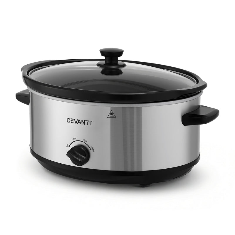 Devanti 6.5L Slow Cooker Electric Multi Cooker 3 Heat Settings