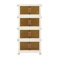 Artiss 4-Tier Foldable Storage Cabinet Stackable Box Clear Magnetic Door White