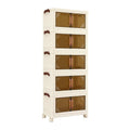 Artiss 5-Tier Foldable Storage Cabinet Stackable Box Clear Magnetic Door White