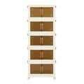 Artiss 5-Tier Foldable Storage Cabinet Stackable Box Clear Magnetic Door White