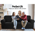 Artiss 3 Seater Sofa Cover High Stretch Black Couch Protector