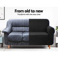 Artiss 3 Seater Sofa Cover High Stretch Black Couch Protector