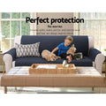 Artiss Sofa Cover 3 Seater Quilted Dark Grey Couch Protector