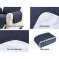 Artiss Sofa Cover 3 Seater Quilted Dark Grey Couch Protector